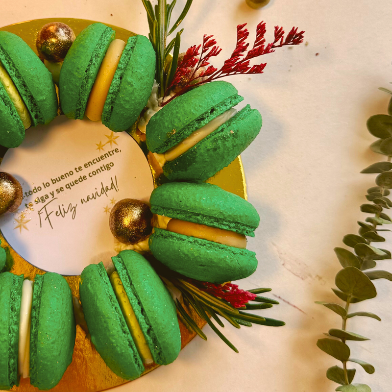 Corona Macarons X8 - Verde Navidad