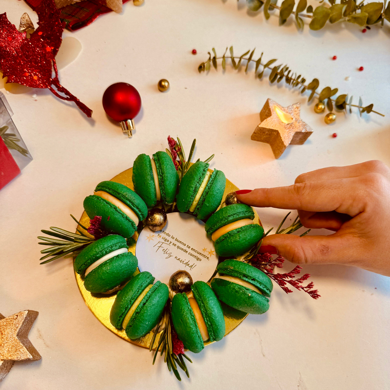 Corona Macarons X8 - Verde Navidad